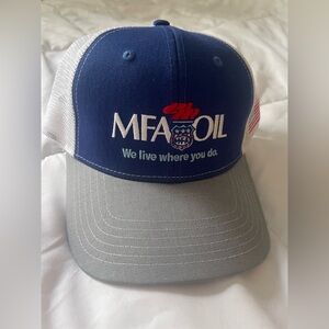 MFA Oil Blue and Gray Trucker Hat American Flag New Farmers Baseball Cap